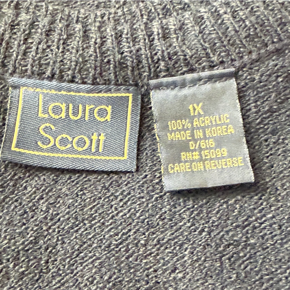 Laura Scott Women's Short Sleeve Crew-neck Pullover Sweater, Navy, Size 1X - Picture 6 of 6